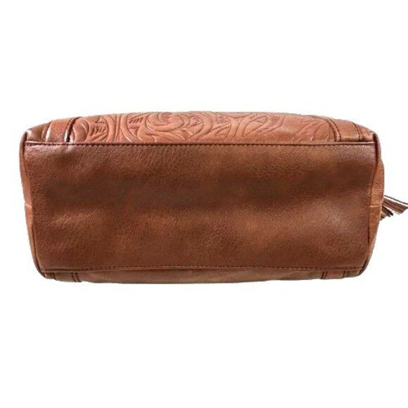 The Sak Sierra Brown Tooled Leather Shopper Tote Shoulder Bag Purse w/Tassel - Picture 15 of 16